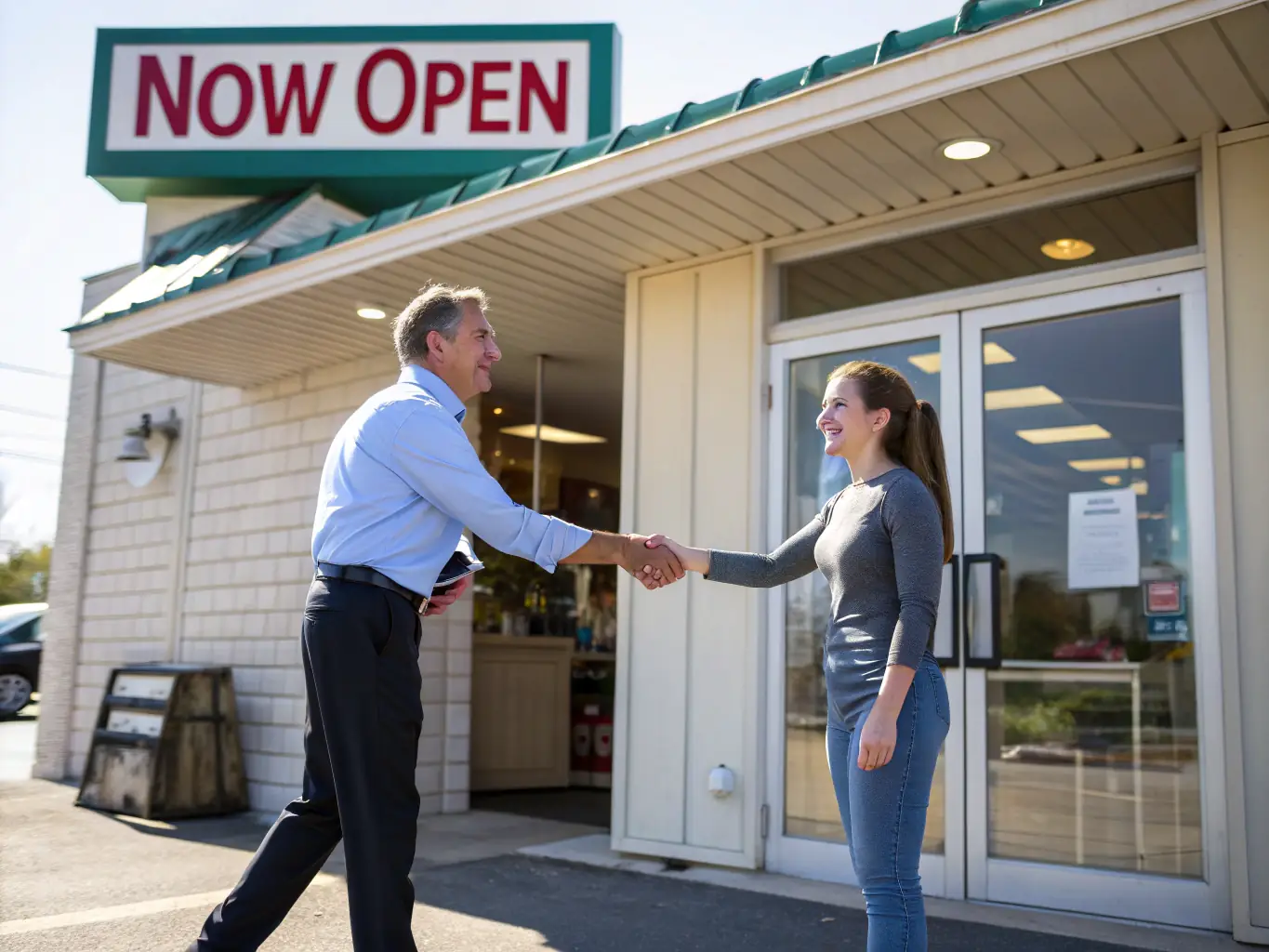 A handshake between a project manager and a vendor, set against a backdrop of construction equipment, representing Arcadia Projects' expertise in vendor and supplier contract management.