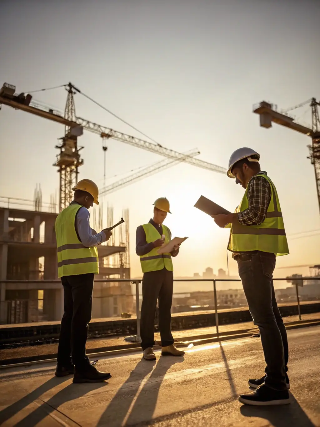 A construction site with visible project management oversight, showcasing Arcadia Projects' hands-on approach to project execution.